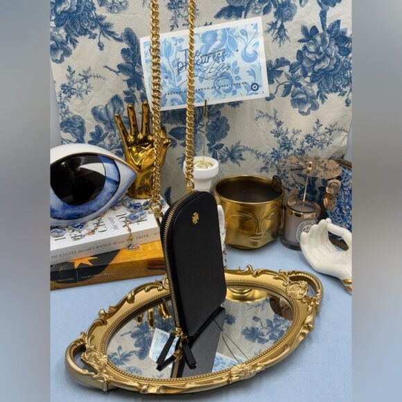 🆕 TORY BURCH 🧿 NWOT Emerson Phone Crossbody, Black, Gold Chain - AUTHENTICATED - Picture 2 of 16